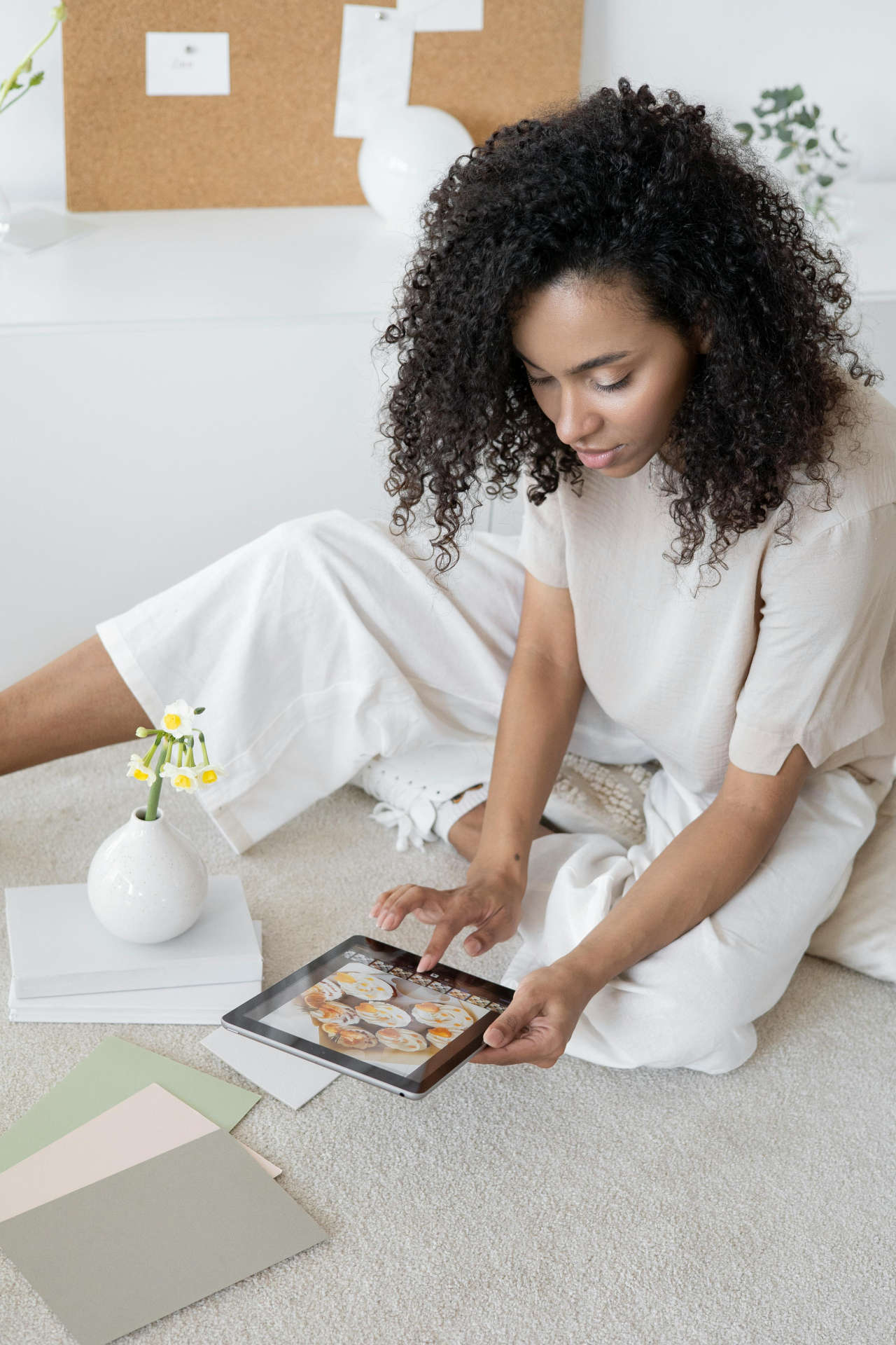 Woman sitting with iPad