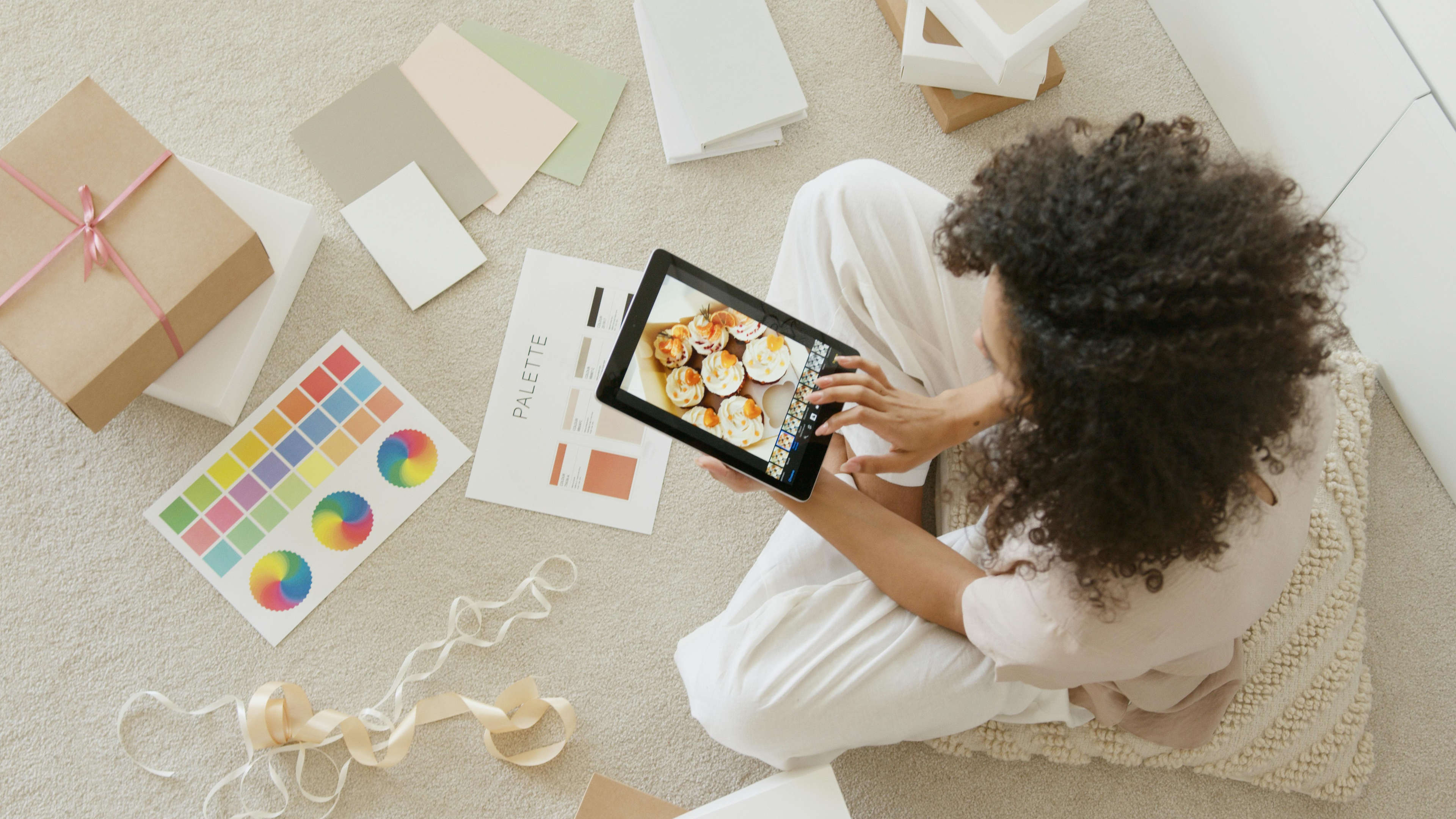 Woman sitting with iPad