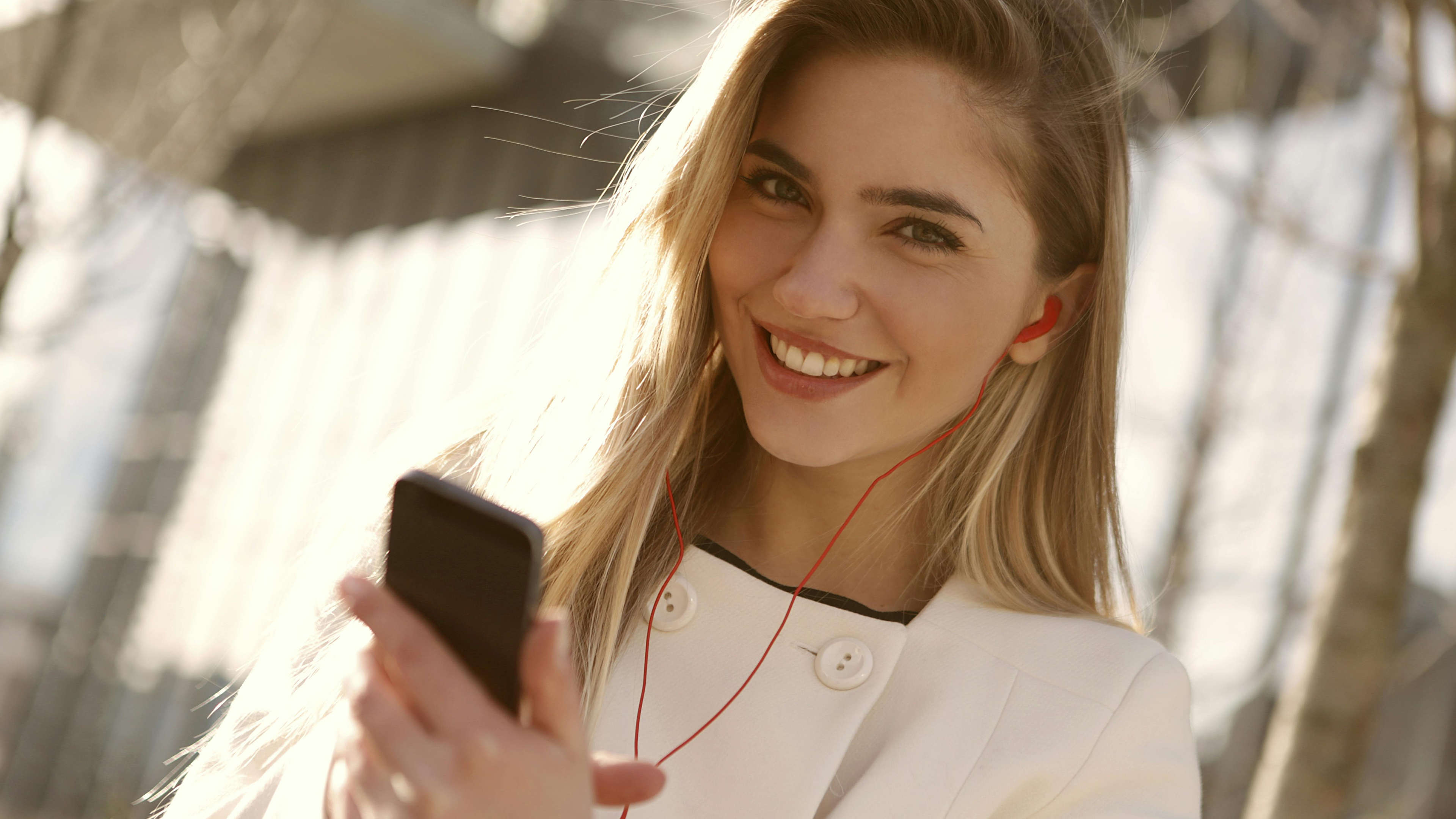 Woman on Phone Smiling