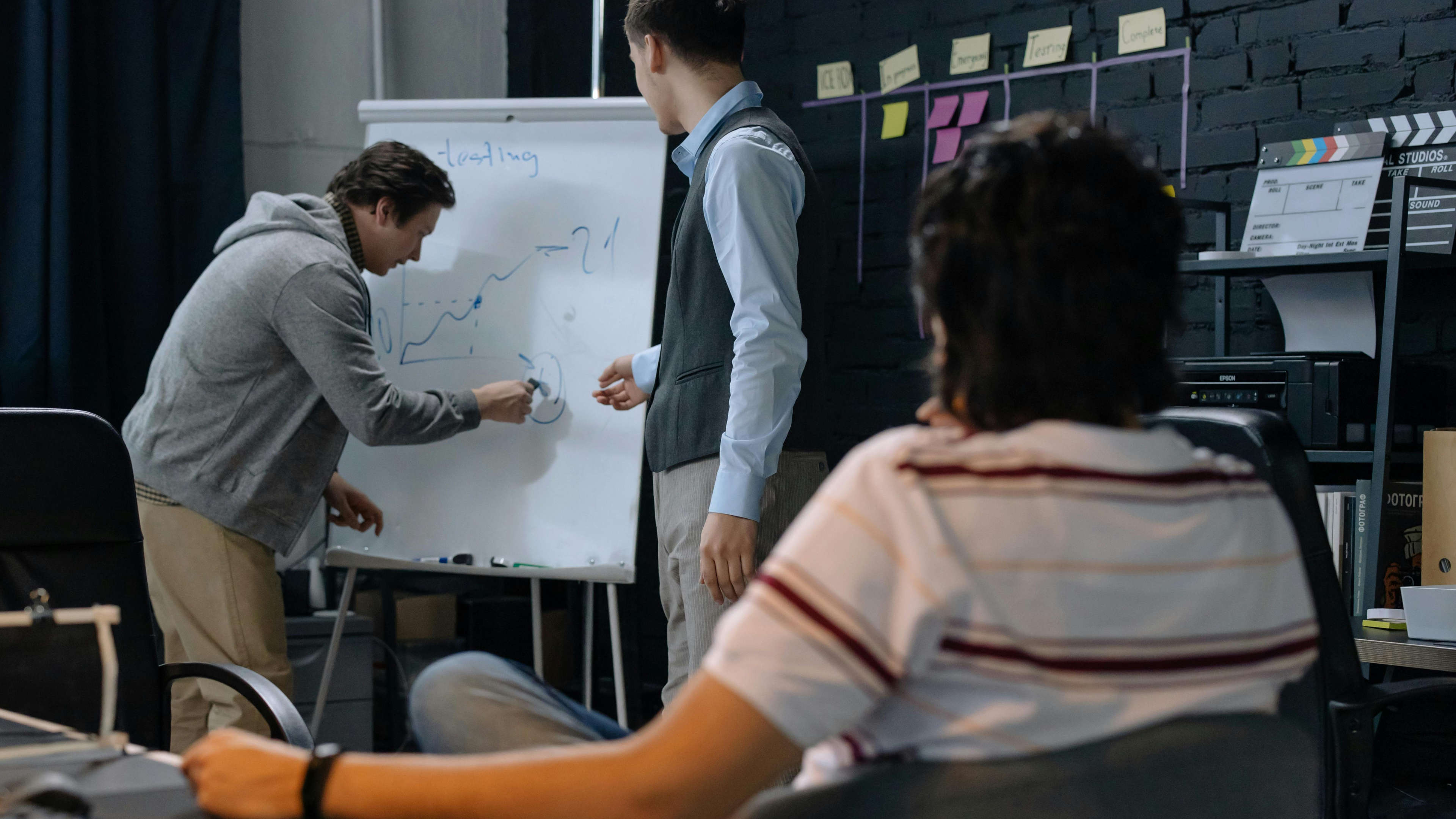 Team Meeting at Whiteboard