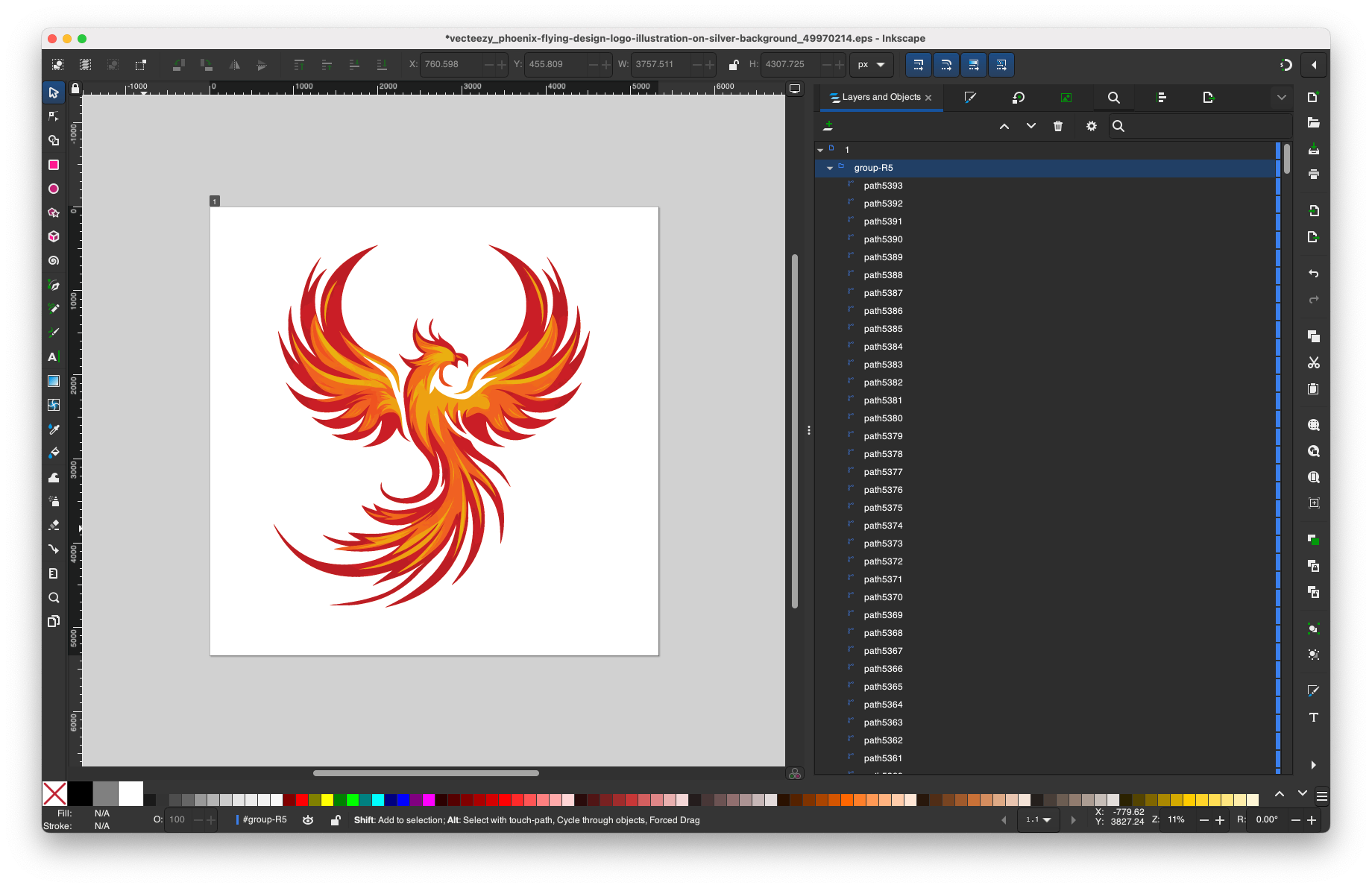 Inkscape interface screenshot showing toolbars and workspace