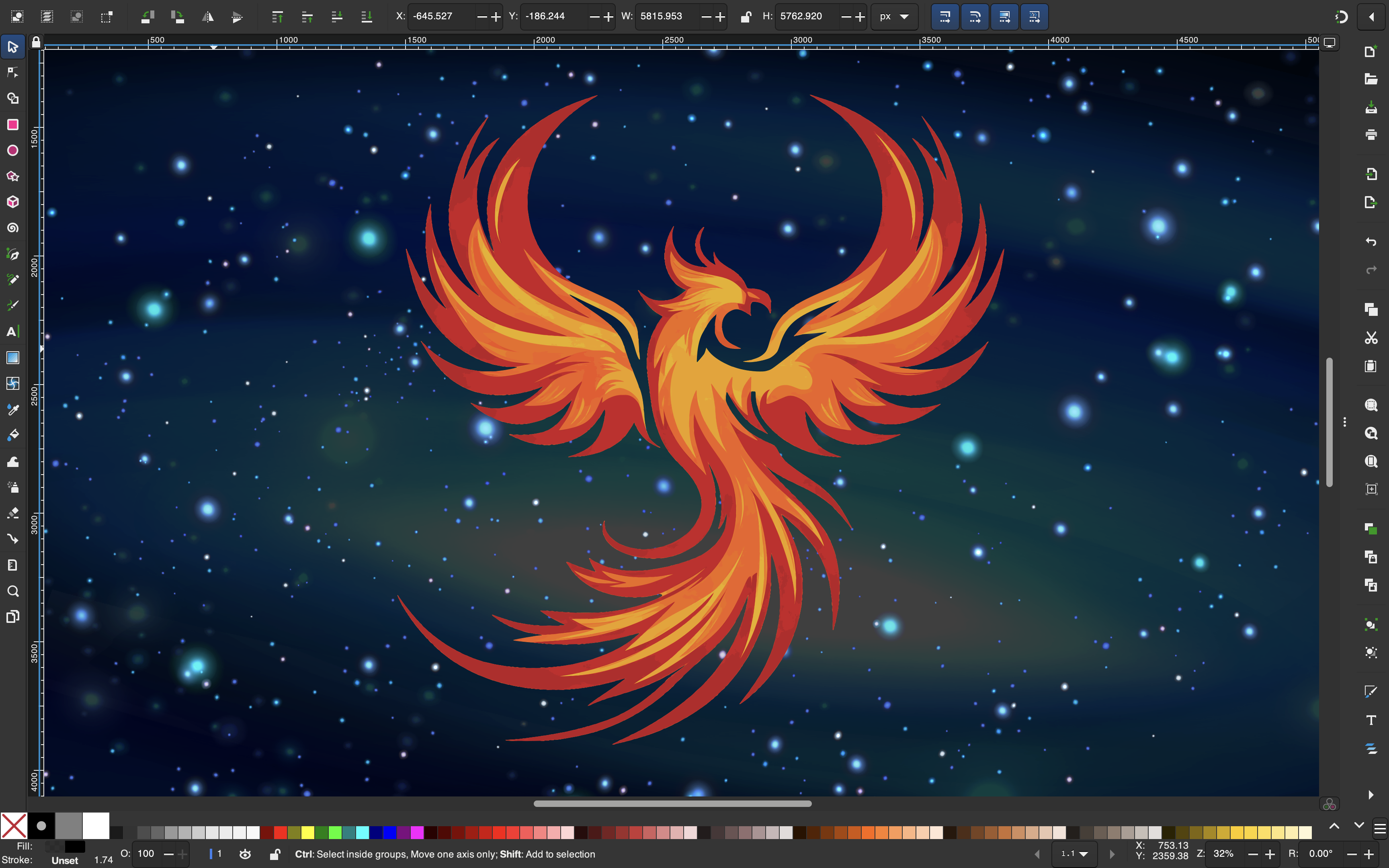 Phoenix graphic Inkscape screenshot