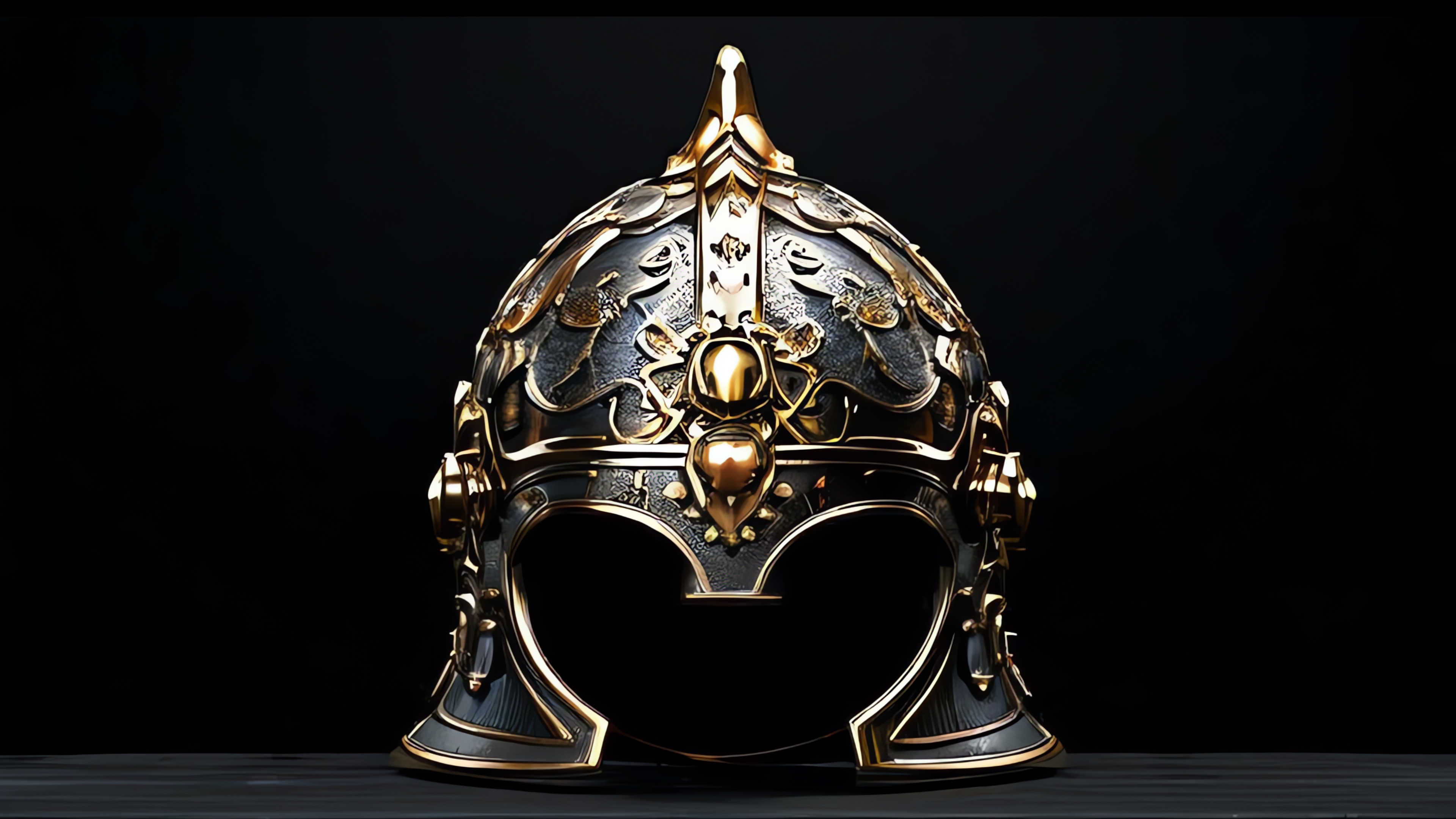 Ornate  Warrior's Helmet with Gold Filigree
