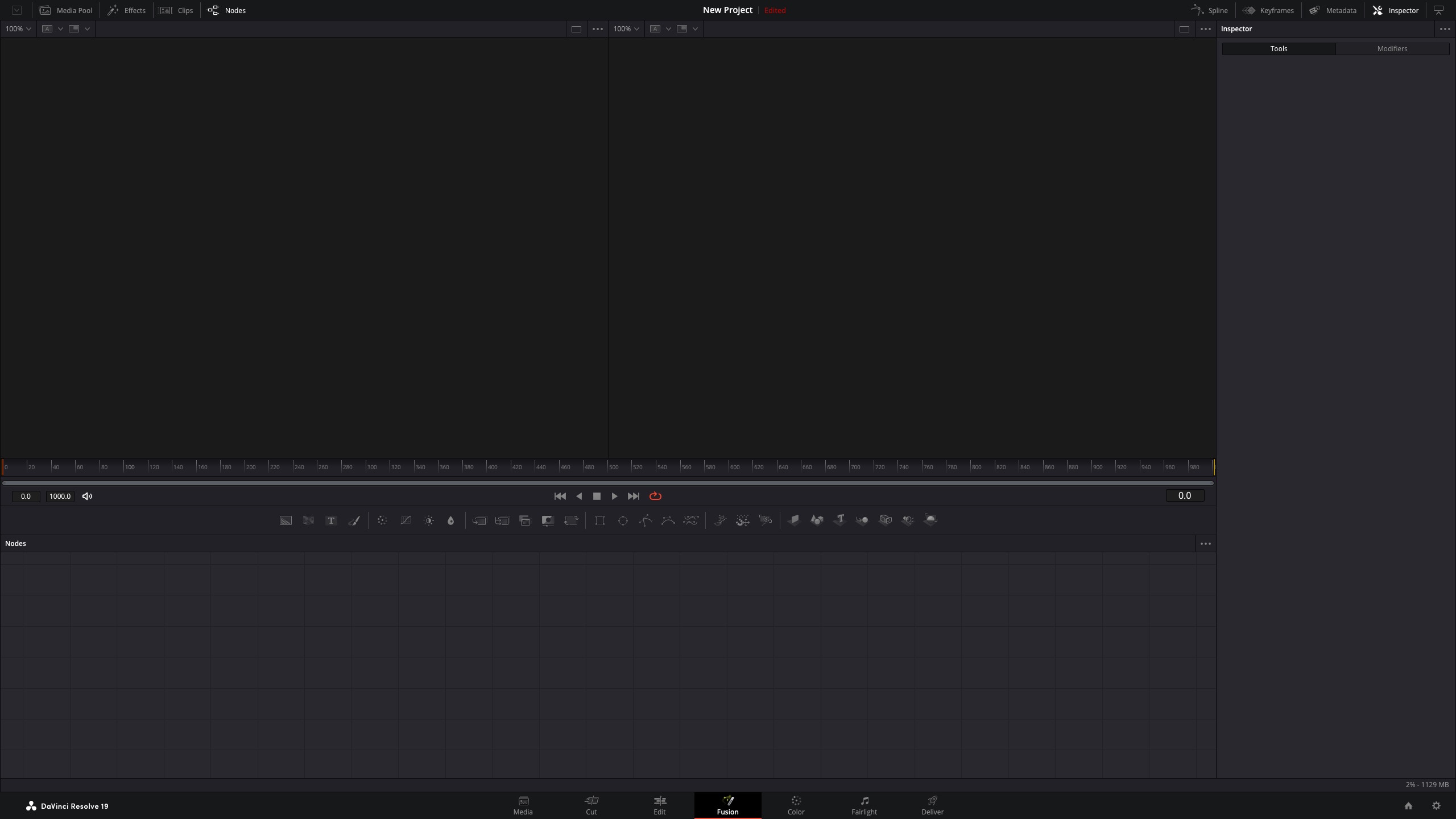 Screenshot of the default Fusion page layout