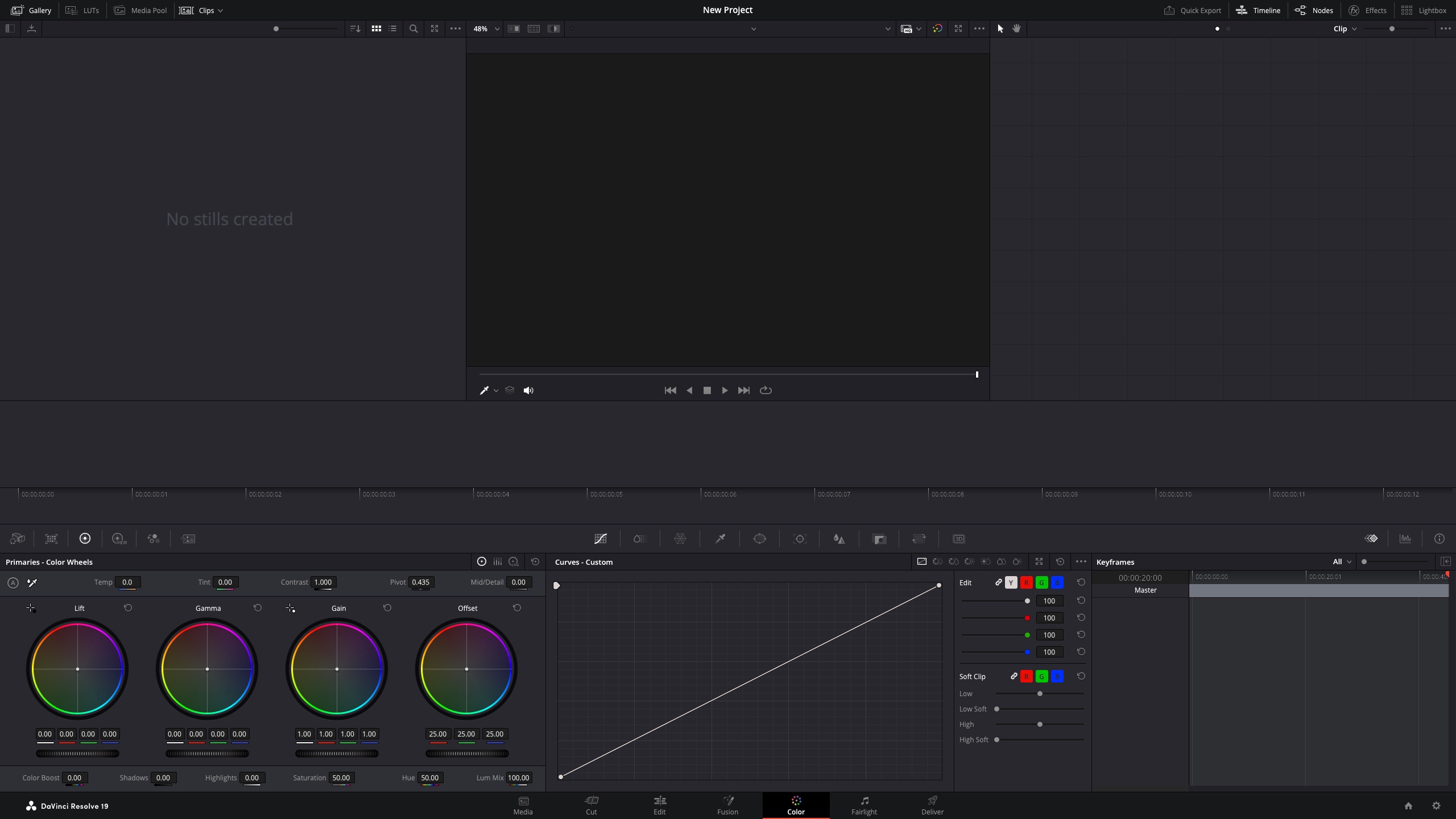 Screenshot of the default Color page layout