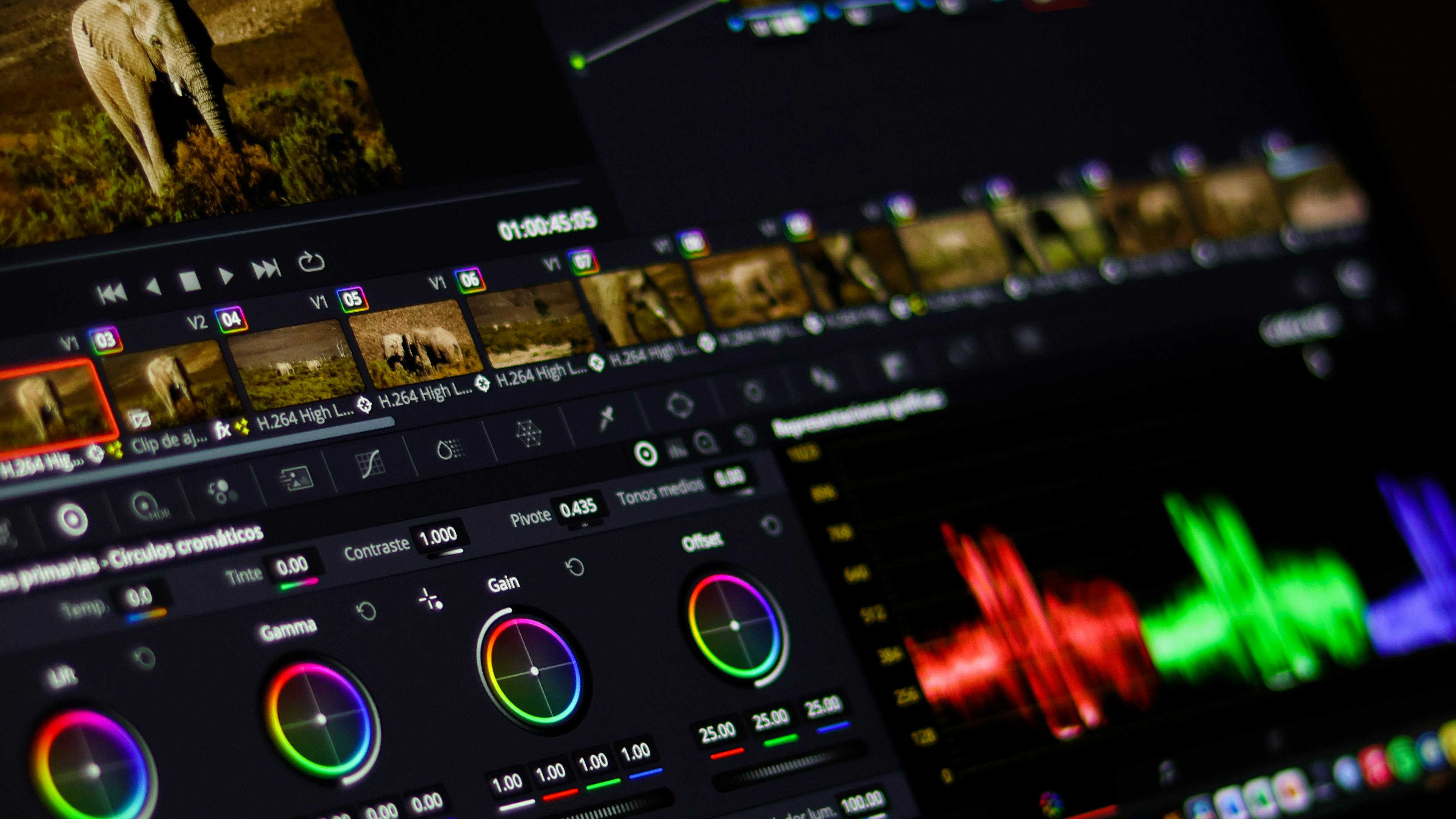 Closeup screenshot of DaVinci Resolve's Color settings page, demonstrating lift, gamma, gain and offset effects