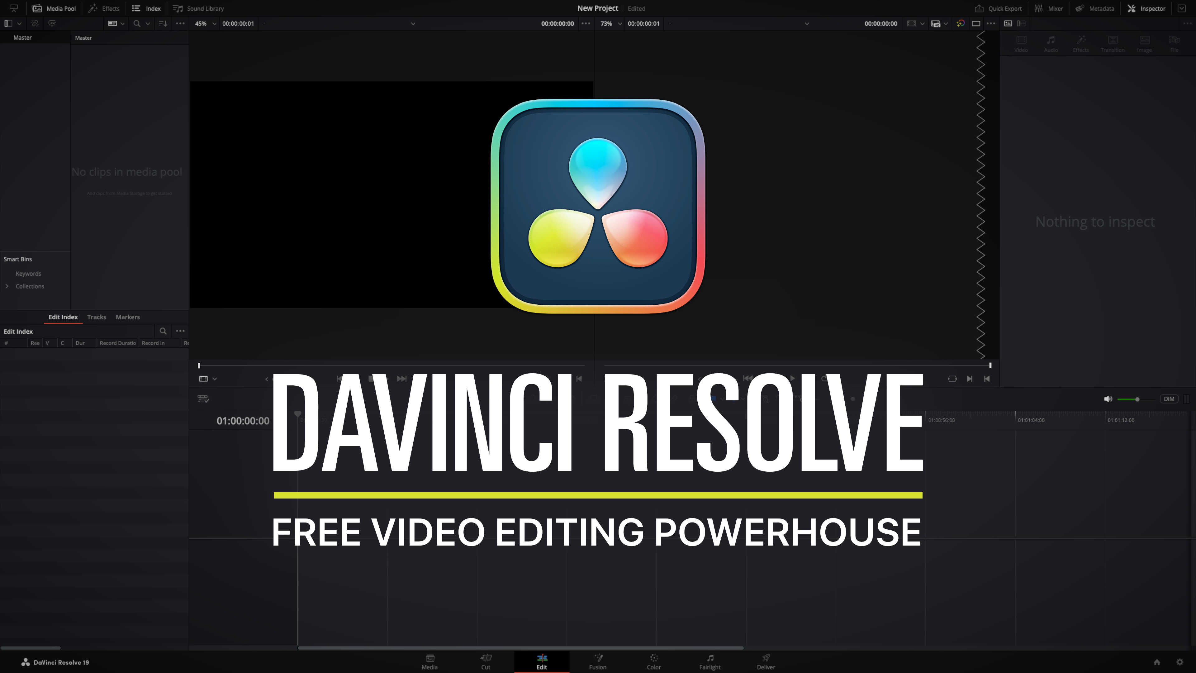 Title and  DaVinci Resolve interface showing video editing timeline