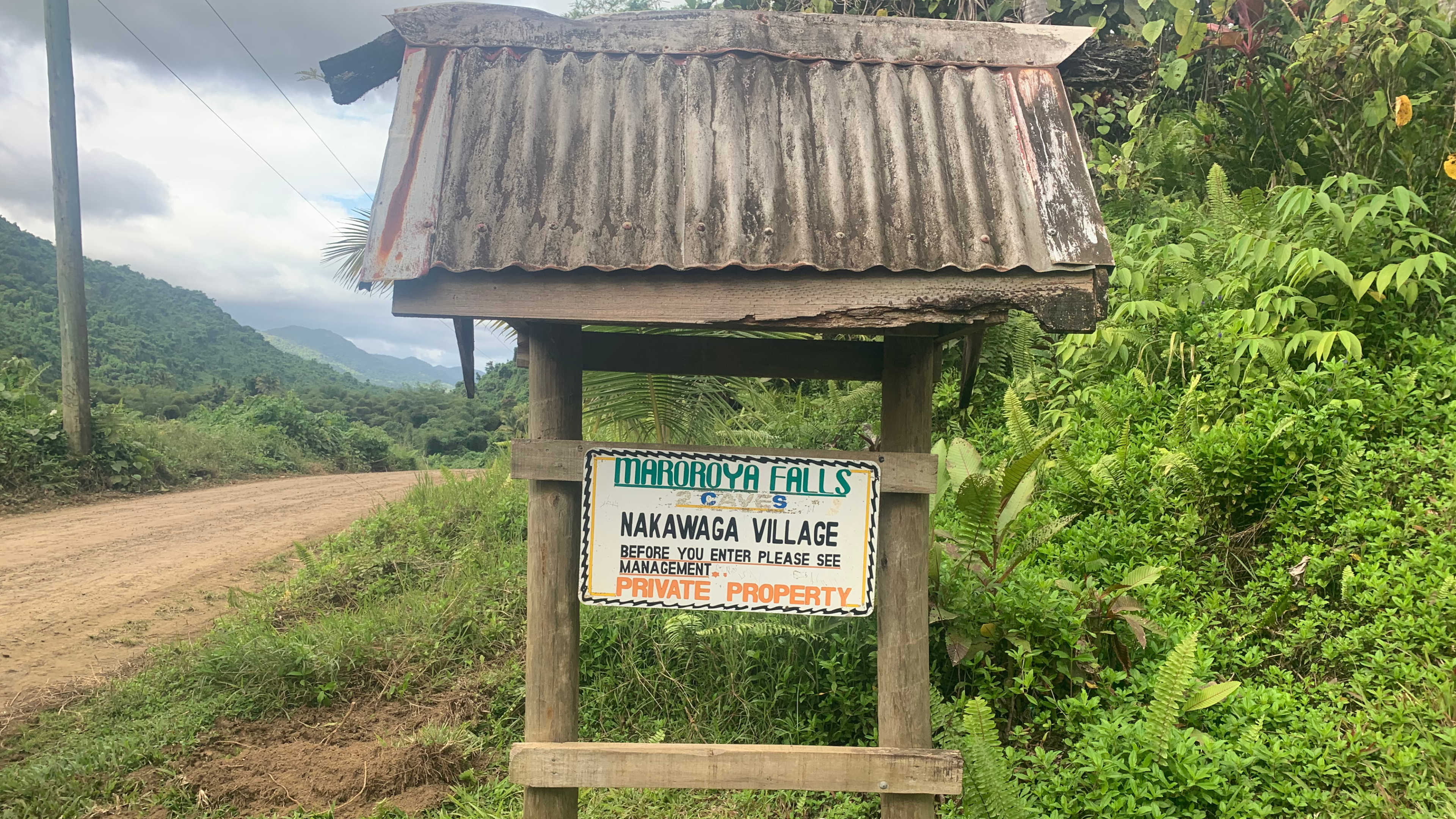 The Maroroya waterfall cutting through the dense Fijian jungle