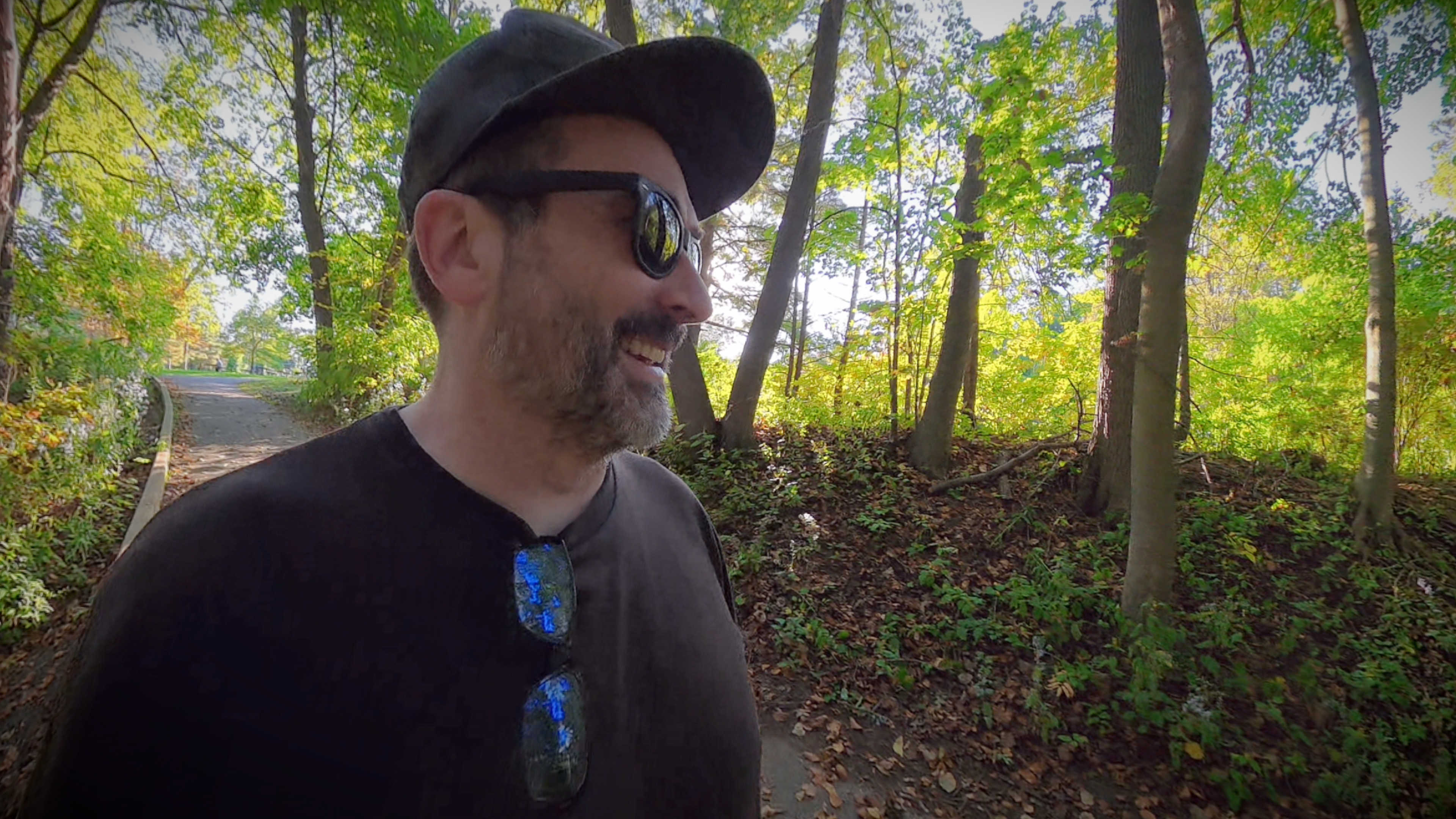 Me walking down the path smiling