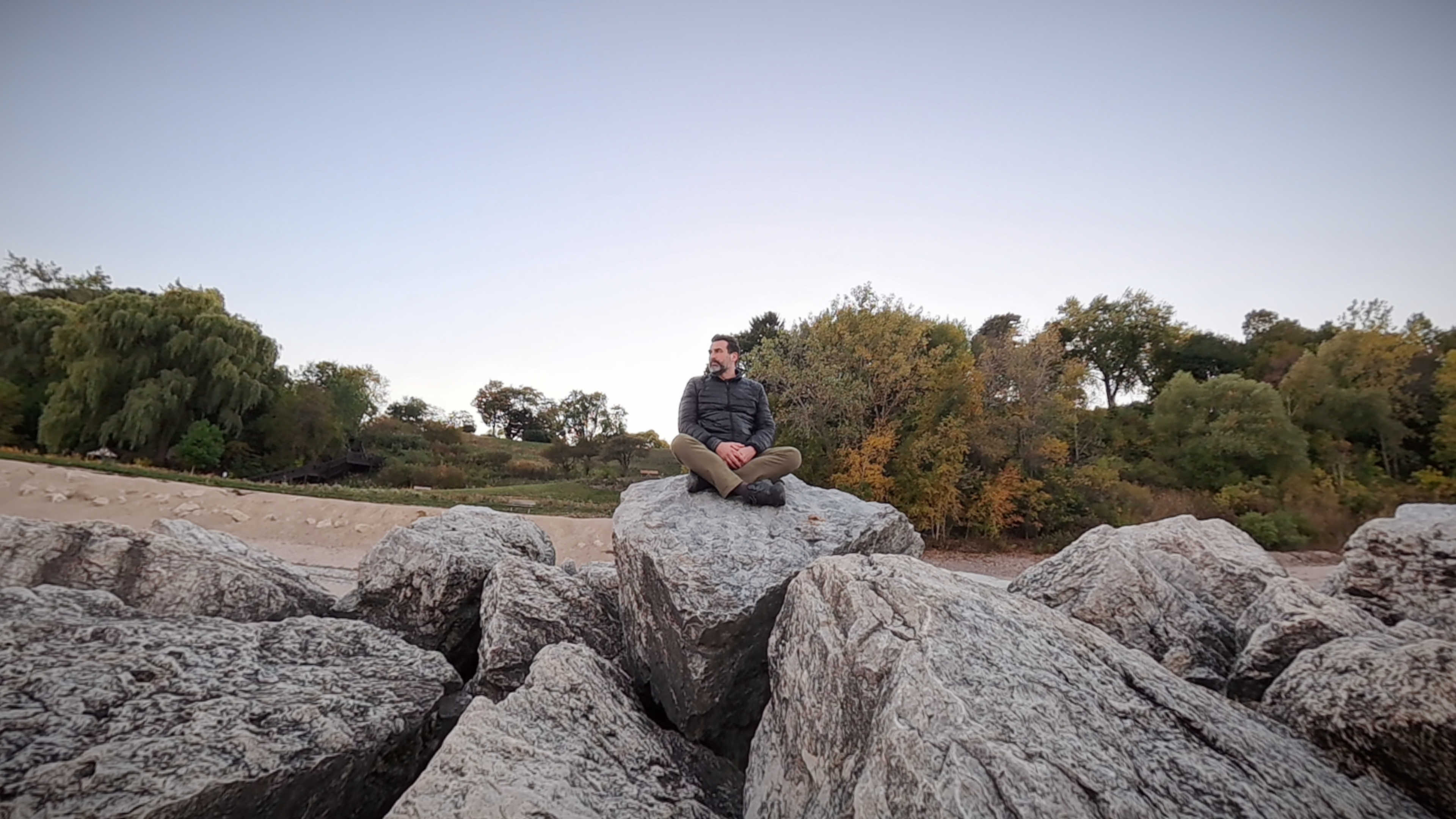 Me sitting on top of a large pile of rocks