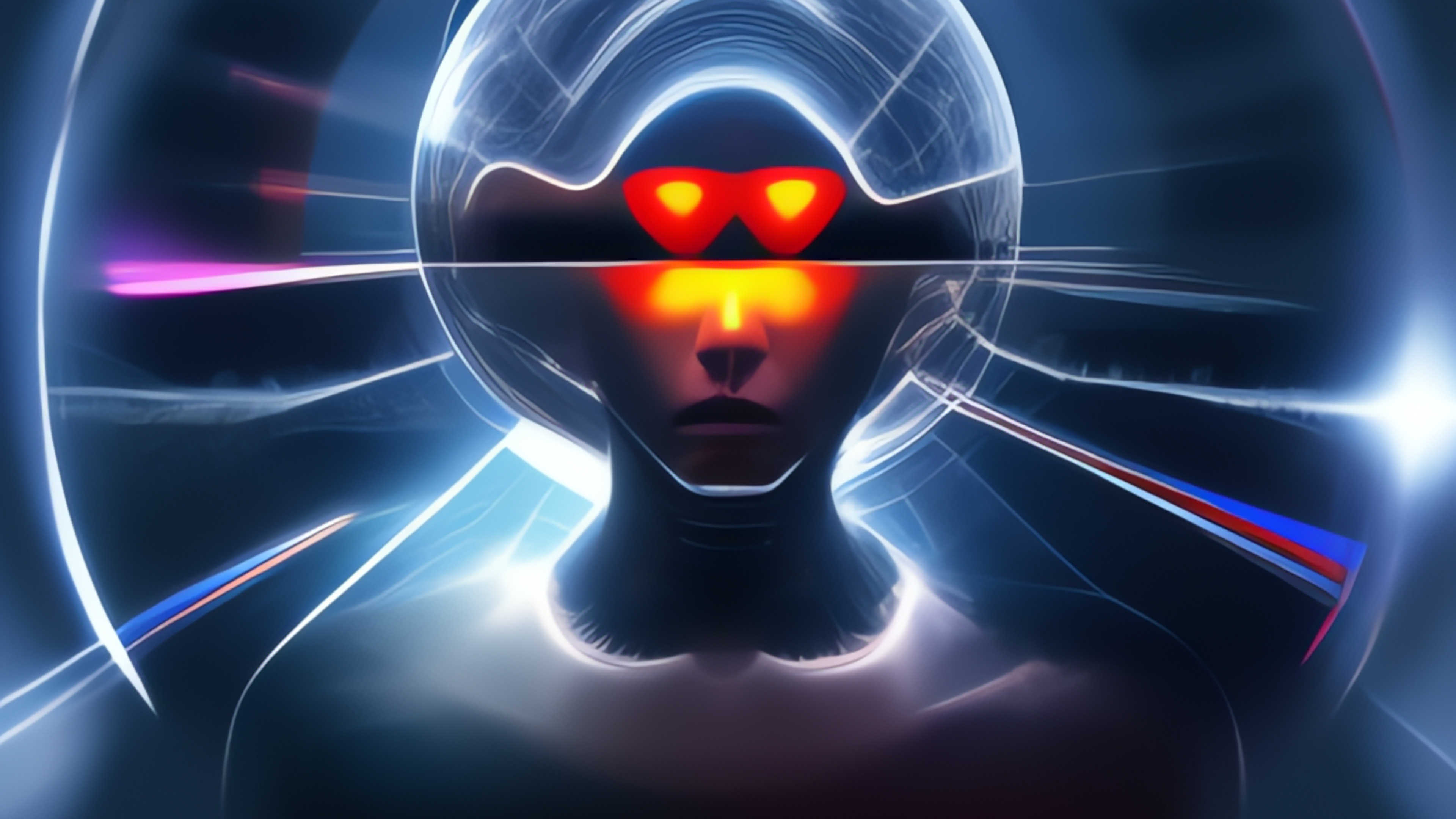 Science fiction AI illustration of a head with an orb of light around it visualization