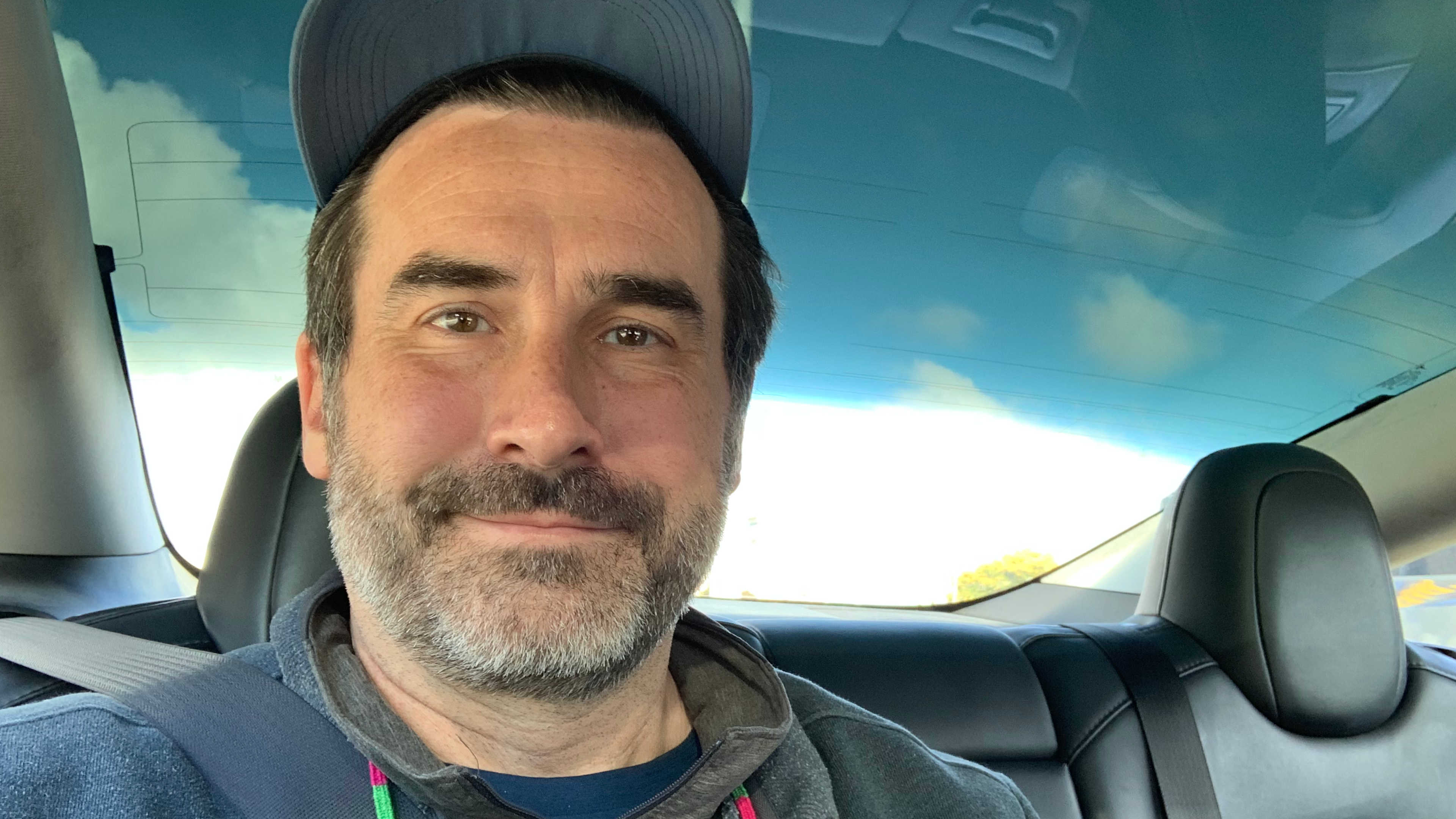 Selfie inside of an Uber