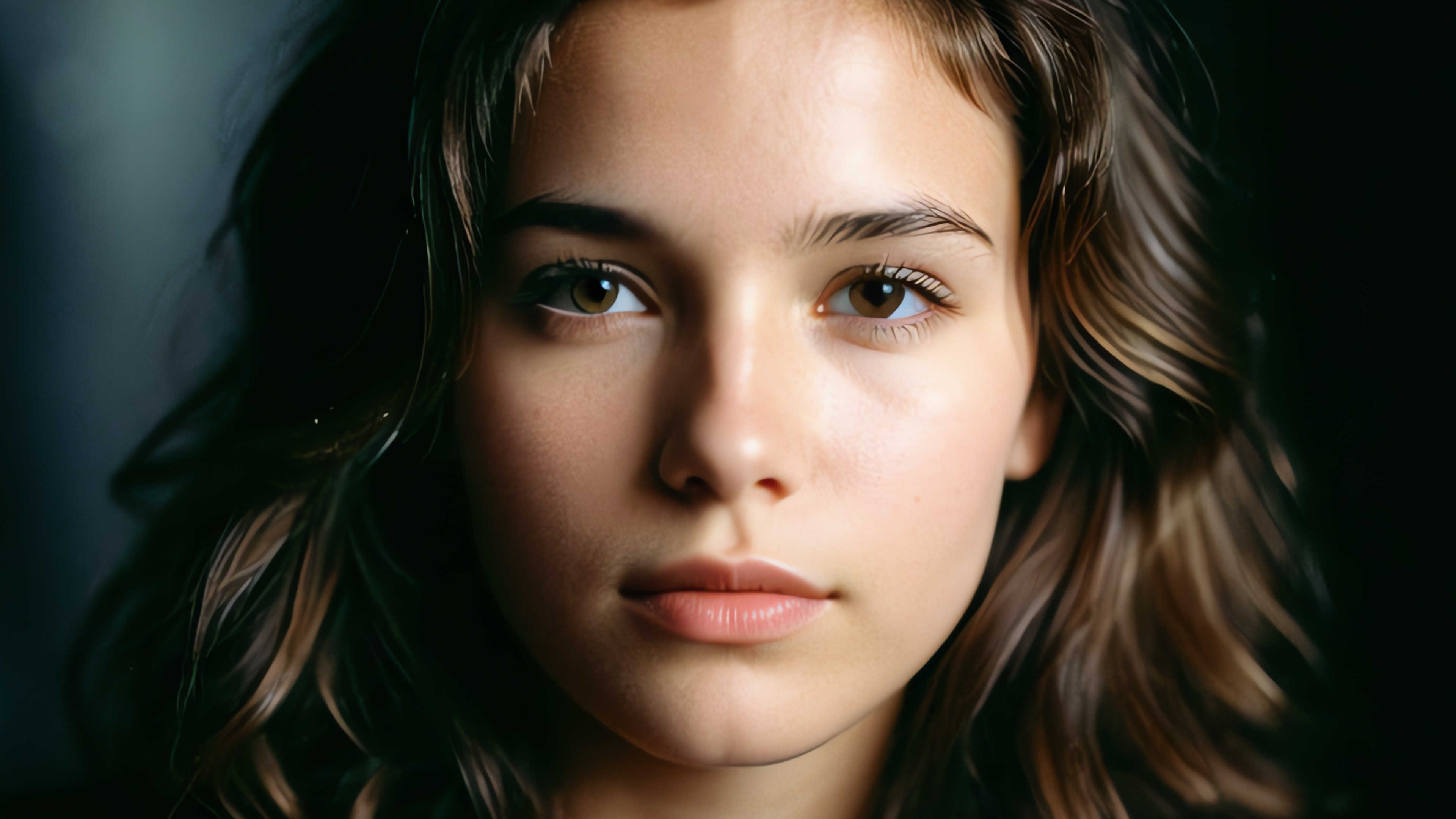 Closeup of a young brunette 